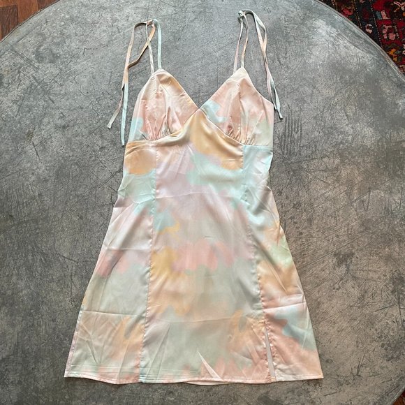 Cider Dresses & Skirts - NWT Cider Pastel Watercolor Slip Dress Tie Sleeveless Multicolor Womens Small